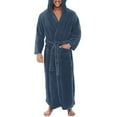 thumbnail image 6 of Huanledash Men Soft Coral Fleece Solid Color Pockets Long Bath Robe Home Gown Sleepwear, 6 of 6