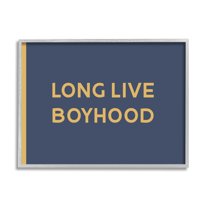 Stupell Industries Long Live Boyhood Children's Phrase Bold Yellow Blue Graphic Art Gray Framed Art Print Wall Art, 20x16, by Daphne Polselli