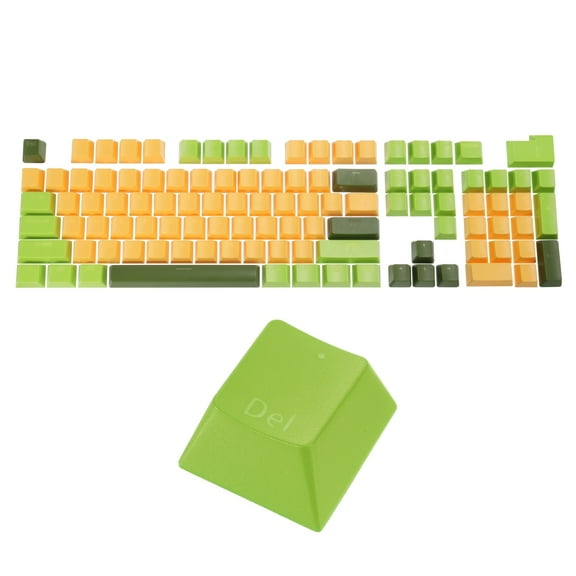 104 Keys Pudding Keycaps Set OEM Profile ABS for Mechanical Keyboard Layout, Green & Yellow