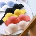 thumbnail image 5 of Women Wireless Strapless Bra Solid One-pieces Gather Thin Brassiere Top, 5 of 8