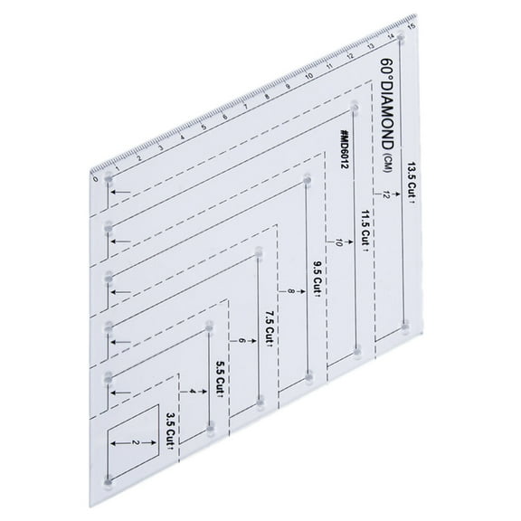 Mobutofu Patchwork Ruler 1Pack 13.5x15.5x0.3cm Acrylic 60 Degree Angle for Quilting and Sewing Projects