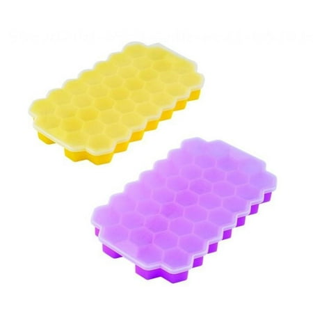 

Fovien 2 PCS Ice Cube Trays - Silicone Ice Cube Molds with Sealed Lid Flexible 74-Ice Trays for Chilled Drinks Whiskey Cocktail Easy Release Flexible Ice Tray Multi-color 2PCS
