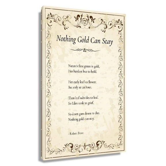Nothing Gold Can Stay Poem Wall Art Quotes Wall Art Poetry Posters And Prints Wall Hanging Pictures Vertical Canvas Decorative Paintings Printed Canvas Painting for Bedroom