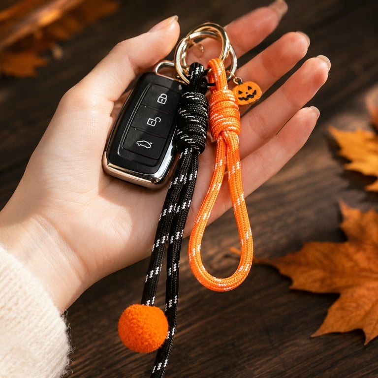 Halloween Key Ring Accessory, Black Paracord Key Lanyard 