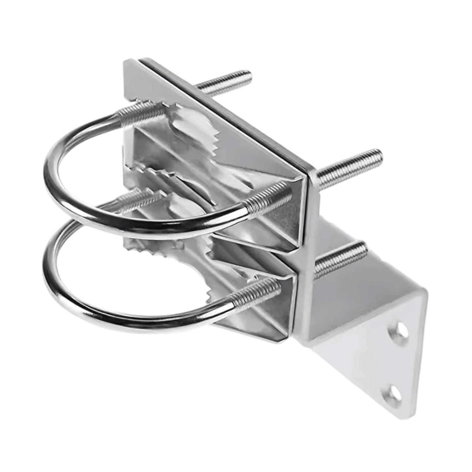 JWQFBC Pole Mount Bracket with Double U Bolts Iron Mounting V Jaw Heavy Duty Hardware
