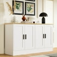 thumbnail image 4 of 53.1“W 4 Door Buffet Cabinet, Coffee Bar Cabinet with Adjustable Shelf, Kitchen Buffet Sideboard for Living Room, Kitchen, White, 4 of 8
