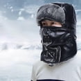 thumbnail image 2 of Winter Trapper Hat with Detachable Face Mask and Ear Flaps Faux Fur Lined Windproof Outdoor Aviator Cap for Men and Women, 2 of 2