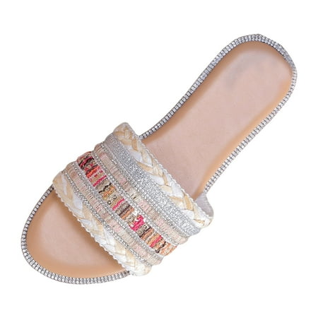 

Foreign Trade Large Size Flat Slippers Female New Comfortable Ethnic Style Colourful Slippers