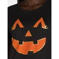 thumbnail image 5 of Way to Celebrate Women's Halloween Jack-O-Lantern Eyelash Tee, Sizes S-3XL, 5 of 5