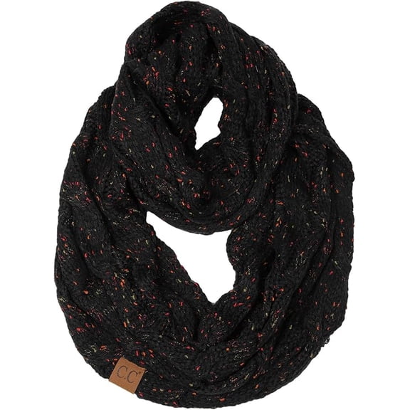 Funky Junque Infinity Scarf for Women - Oversized Wrap, Chunky Layer, Colorful Sweater Accessory, Winter Styles, Fall Fashion, Cozy Cold-Weather Essentials - Confetti Black