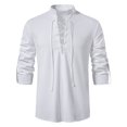 thumbnail image 1 of Camisa de Lino Y Algodón Para Hombre de Primavera Y Verano, Camisa Informal de Manga Larga Con Cuello Levantado Odeerbi ODB-6, 1 of 9