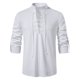 thumbnail image 1 of Camisa de lino y algodón para hombre de primavera y verano, camisa informal de manga larga con cuello levantado Pompotops oipoqjl47501, 1 of 9