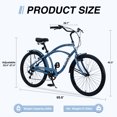 thumbnail image 4 of Beach Bike, 26"Inches Cruiser Bike with 7 Speed for Women and Men, Bicycle with Double Brakes and Durable Steel Frames, Blue, 4 of 6