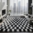 thumbnail image 2 of Checkered Area Rugs for Bedroom Living Room,6x9 Black and White Fluffy Soft Checkered Rug Fuzzy Shag Shaggy Carpet, Indoor Plush Floor Rugs for Kids Boys Girls Teen Dorm Nursery Home Decor, 2 of 16
