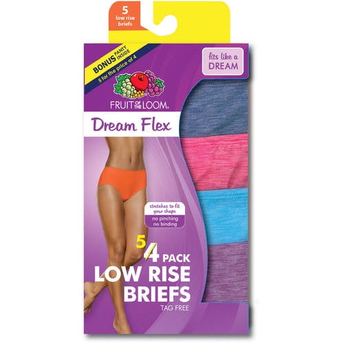 4 Pack Fruit of the Loom® Women's Dream Flex Low-Rise BRIEFS Panties 