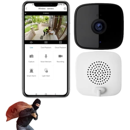 Window Camera Wireless Security Camera Indoor Wall & Glass Mount Smart 2k Window Security Camera 2.4g&5g WiFi Indoor Camera for Home with Color Night Vision