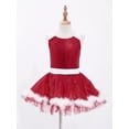 thumbnail image 5 of Kaerm Kids Girl Sequins Dance Leotard Dress Christmas Santa Outfits Ballet Skating Dancewear Gym Bodysuit Red 8, 5 of 7