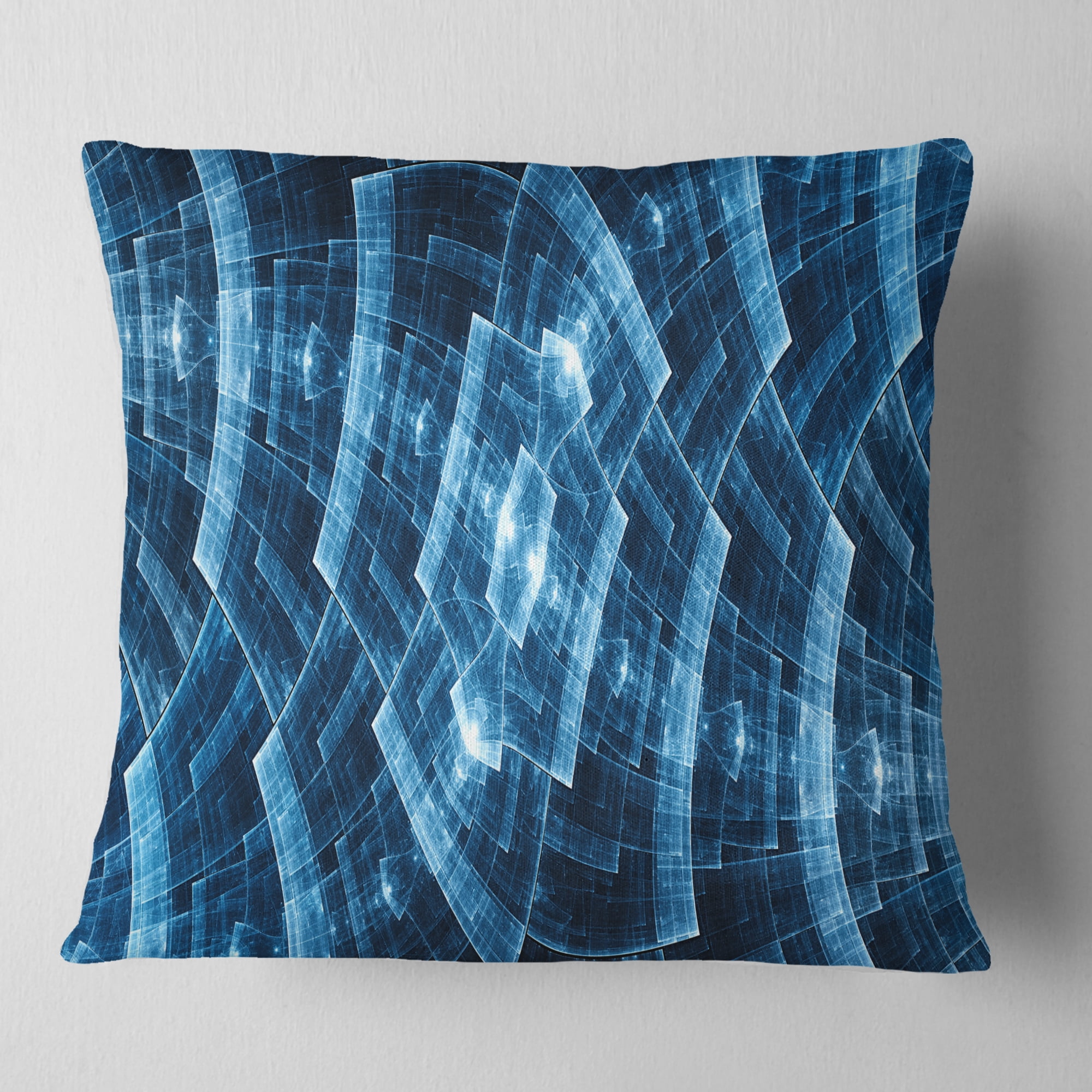Designart Blue Protective Metal Grids - Abstract Throw Pillow - 18x18