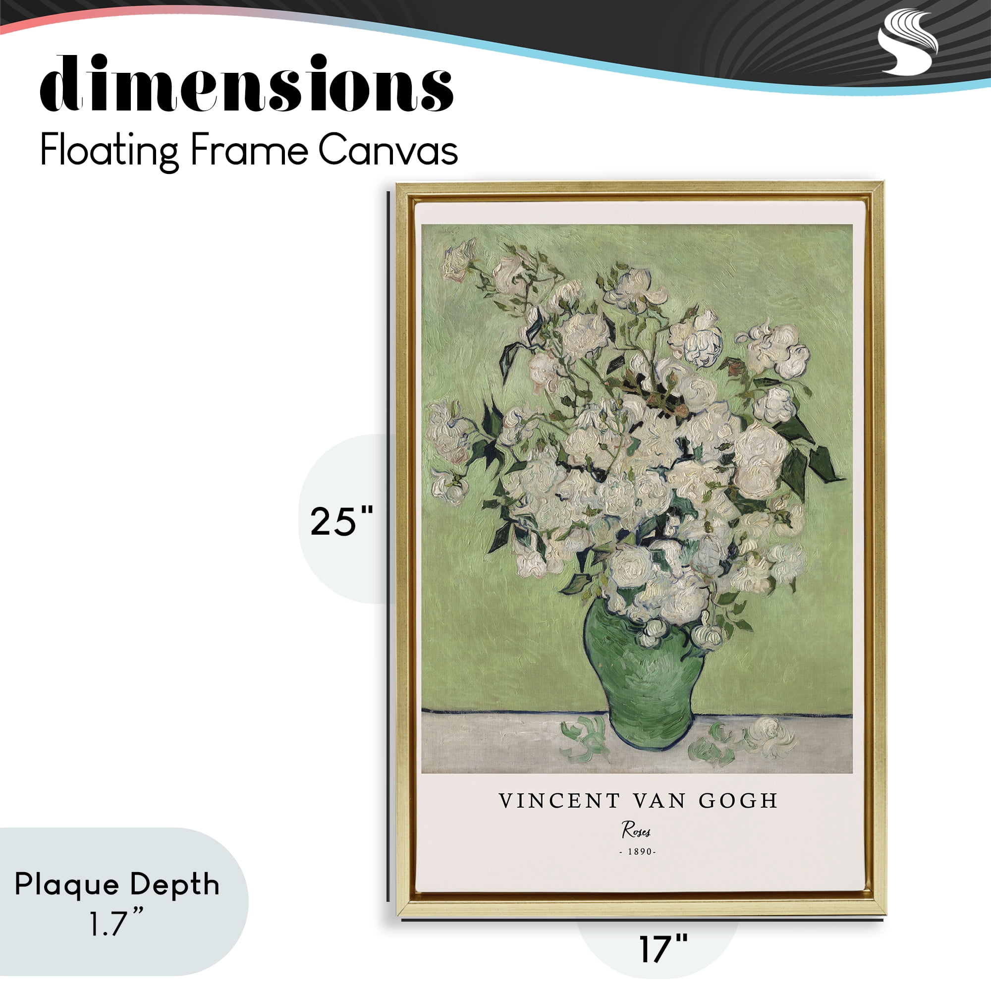 Stupell Industries Classic Roses Van Gogh Gold Framed Floater Canvas Wall Art, design by Vintage Hustle
