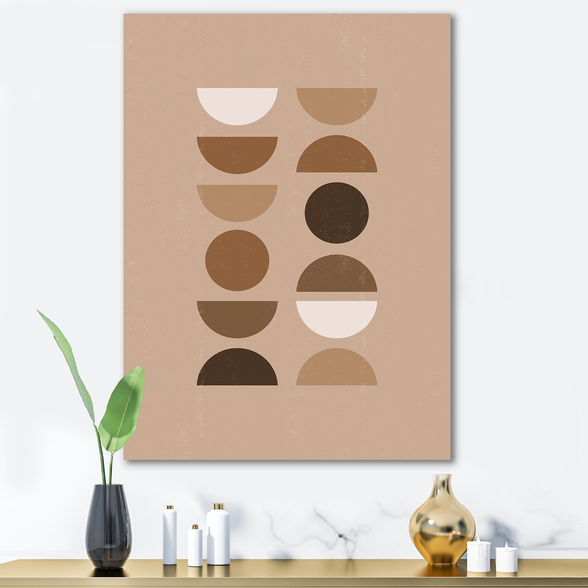 Designart ' Abstract Moon and Sun Geometric Print II ' Modern Canvas Wall Art Print