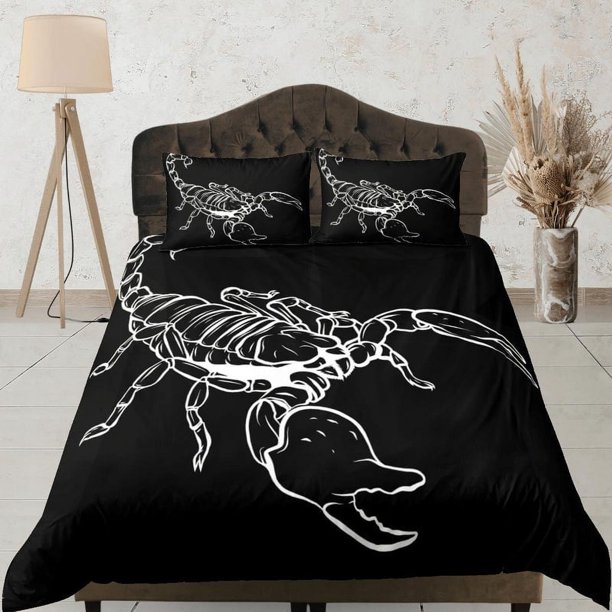 Escorpión negro funda nórdica crustaceancore juego de cama full queen king, escorpión