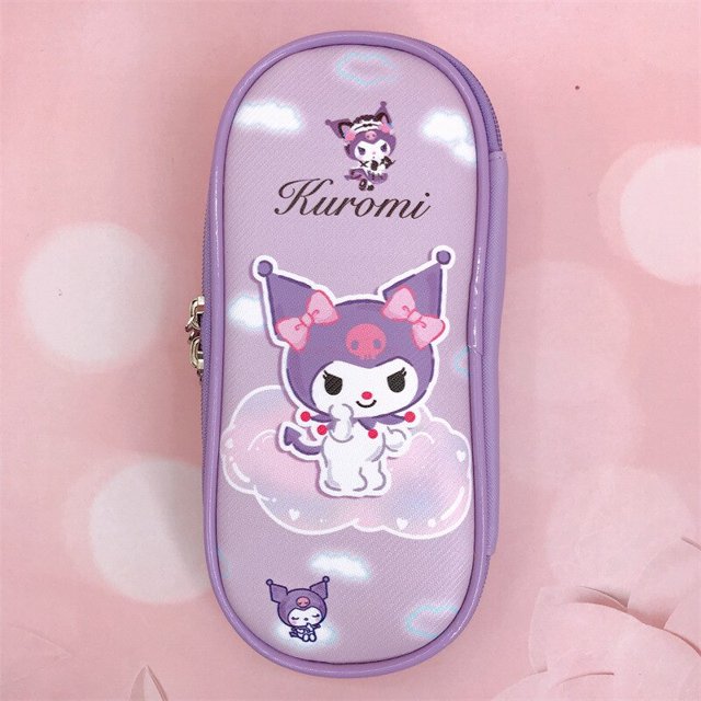 Sanrio Melody Hello Kitty Kuromi caja de papelería de Pu con cremallera, estuche de lápices de alta capacidad, regalos, 14 estilos Fivean unisex