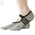thumbnail image 2 of GustaveDesign 1 Pair Non Slip Yoga Socks for Women, Anti-Skid Full Toe Socks with Grips & Straps for Ballet Pilates Barre Dance Workout Fitness Indoor (Gray), 2 of 8