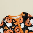 thumbnail image 6 of Huowey Unisex Boys Girls Halloween Clothes One Piece Newborn Baby Pumpkin Cute Print Long Sleeve Romper Zip Up Bodysuit Outfits Set,Black,0-3 Months, 6 of 7