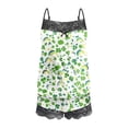 thumbnail image 5 of JSKUMAR Women's 2 Piece Pajamas Set Trendy Lace Trim Adjustable Strap Top and Shorts St Patrick's Day Print Casual Outfit Green14|M, 5 of 5