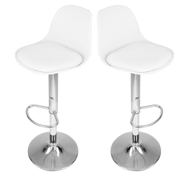 Set de 2 Sillas de Bar Mirel GN-BRS01 Giratorias con Respaldo Color Blanco