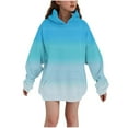 thumbnail image 3 of Ashirexll Oversized Hoodies for Girls Long Sleeve Shirts 3-14 Years Winter Gradient Color Velvet Fashion Casual Comfortable Warm Fleece Hooded Sweatshirt, 3 of 6