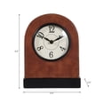 thumbnail image 4 of Faux Leather Arched Clock for Living Room Decor - Decorative Small Desk Clock for Office, Entryway Table, and Mantel - Home Decor Accent for Bedroom, Dorm, and Kitchen Counter - 9", Brown & White, 4 of 13