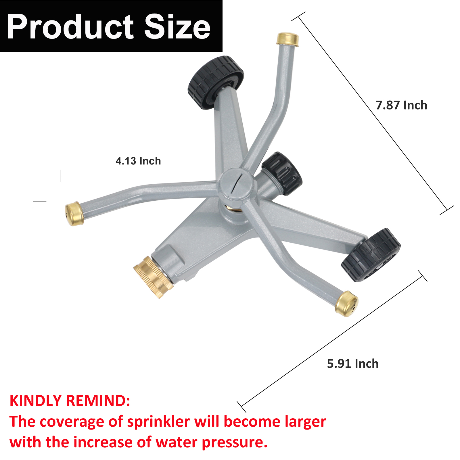 STYDDI Metal 3-Arm Rotating Lawn Sprinkler, 45 Ft Coverage photo 6