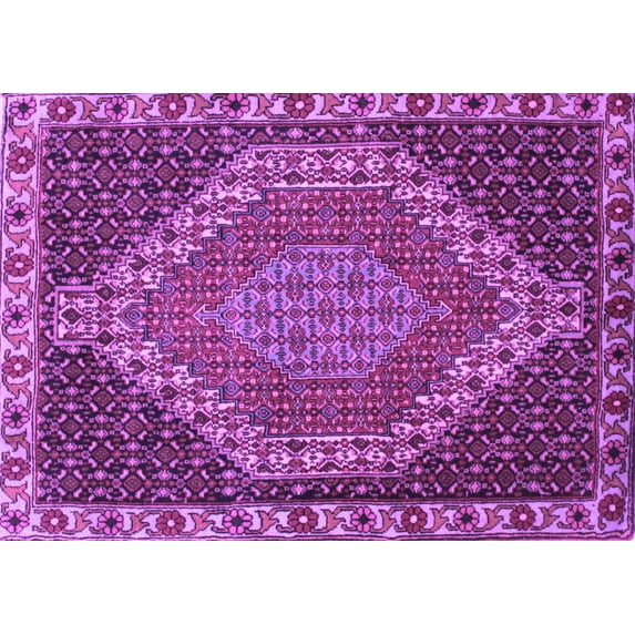 Ahgly Company Indoor Rectangle Medallion Purple Traditional Area Rugs, 5' x 7'
