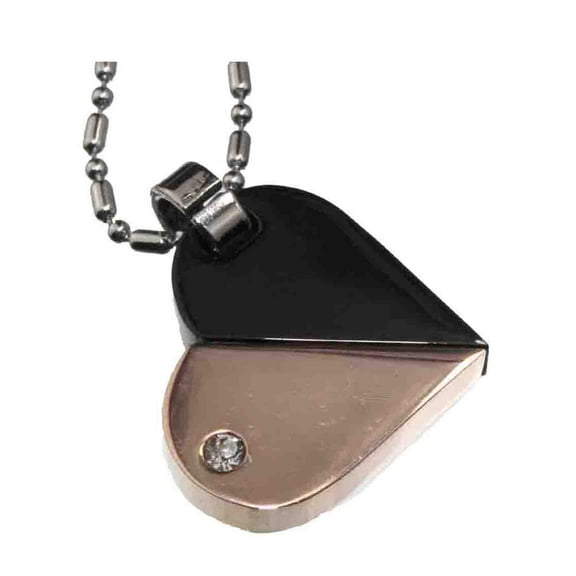 R.H. Jewelry Stainless Steel Pendant Two-tone Heart Transform Necklace