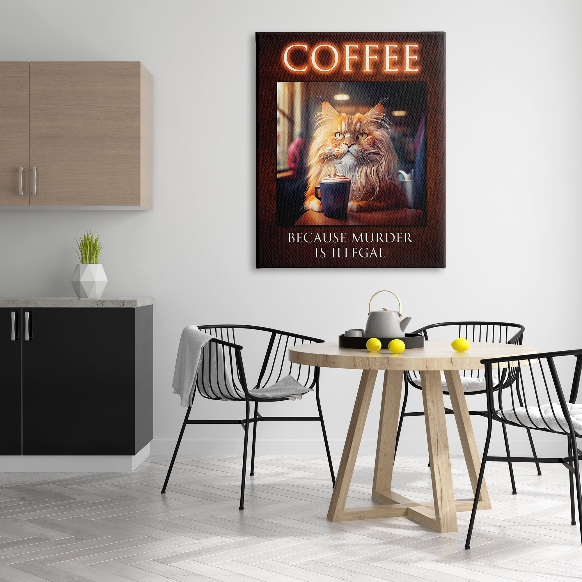Stupell Industries Funny Cat Coffee Phrase Animals & Insects Painting Gallery Wrapped Canvas Print Wall Art, 36 x 48