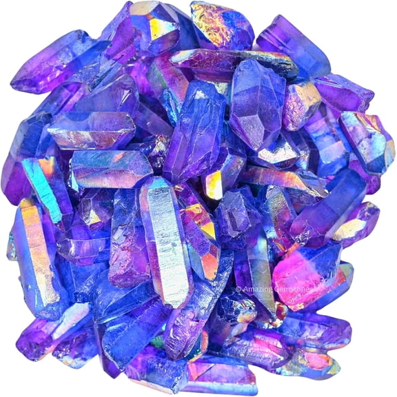 Amethyst Aura Quartz Raw Crystals Point and Healing Stones (1 lb)