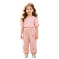 thumbnail image 5 of LYHaoo Lightweight Summer Girls Pants With Embroidered Breathable Wide Leg Kids Trousers For Play School Pants for Girls(Pink), 5 of 7