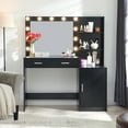 thumbnail image 5 of DreamBuck Vanity Desk with Mirror and Lights, 46.4IN Dressing Table with 2 Large Drawer&Large Vertical Organizer, 3 Level Dresser & 3 Lighting Modes Adjustable Brightness, Suitable for Bedroom(Black), 5 of 6