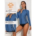 thumbnail image 5 of Charmo Womens Crew Neck Rash Guard Color Blocked UPF 50+ SwimSuit, 5 of 6