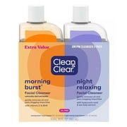 Clean & Clear Facial Cleanser Combo Morning 8 Ounce & Night 8 Ounce (480ml) (Pack of 2)