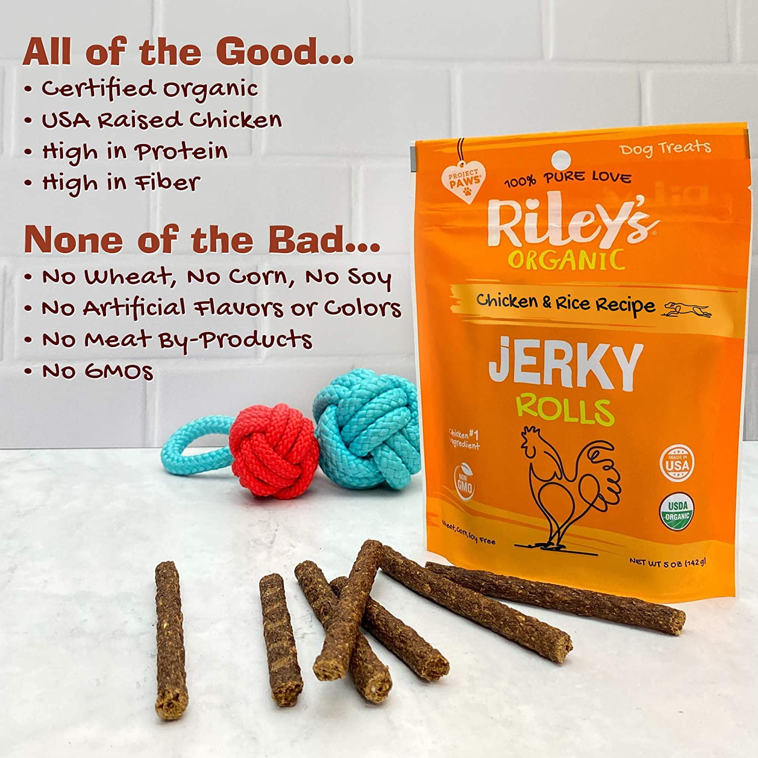 Riley's Organics Chicken & Rice Flavor Training Treats for Dogs, 5 oz. (4 Pack)