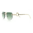 thumbnail image 6 of Cheetah Ring Jewel Arm Rimless Rectangular Bevel Lens Sunglasses Gold - Green, 6 of 8