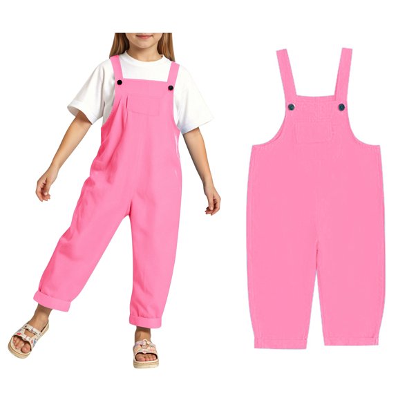 Girls Sleeveless Jumpsuit with Pockets Cute Summer Cute Outfits for Girls 11-12 Years Girls Fashion