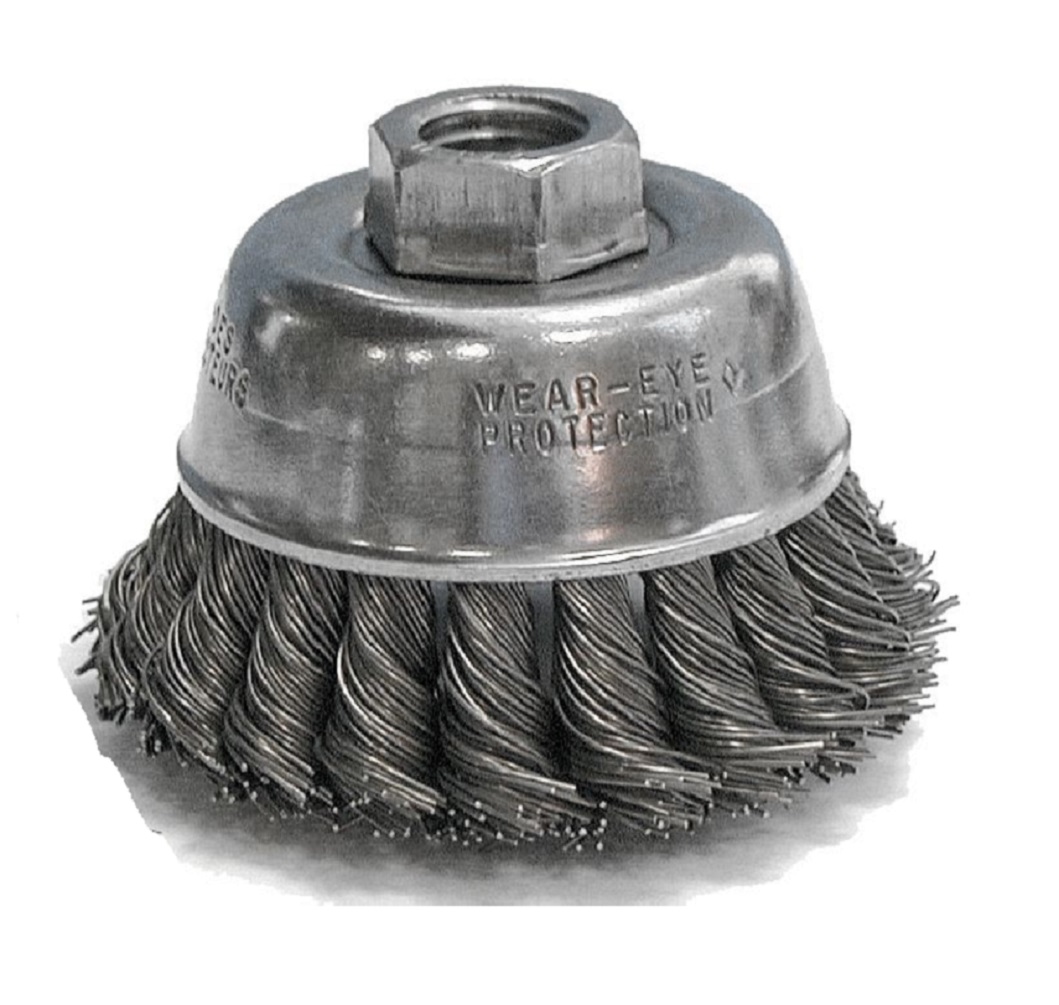 CGW 23/4 Knot Wire Cup Brush,.020 Carbon 5/811 AH Fast Cut, Qty1