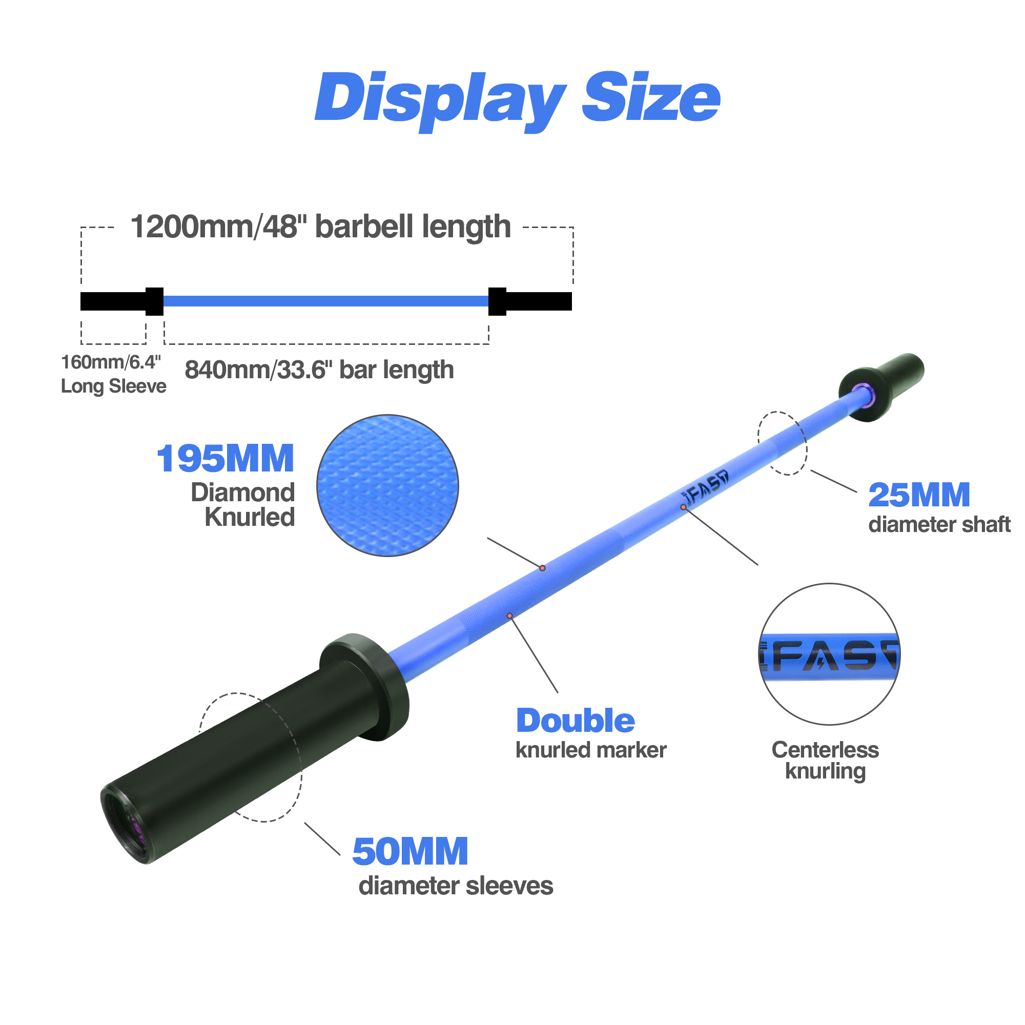 IFAST 4ft Olympic Barbell Bar - 400Lbs Capacity, Chrome Weight Bar With Bearings, Perfect For Home Gym & Strength Training