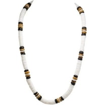 BlueRica Puka Shell Beads with Tiger Brown Coconut Beads Necklace (20")