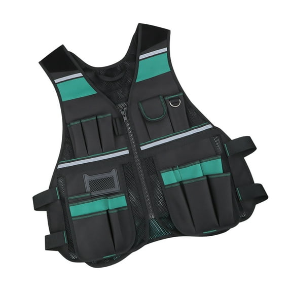 Practical Tool Vest For Electricians And Carpenters Adjustable Workwear With 17 Compartments For Construction Safety