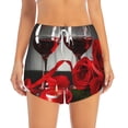 thumbnail image 2 of Balery Red Wine Rose Pantalones cortos deportivos para mujer con forro y dos bolsillos, elásticos, para entrenamiento, gimnasio, yoga-Medium, 2 of 7