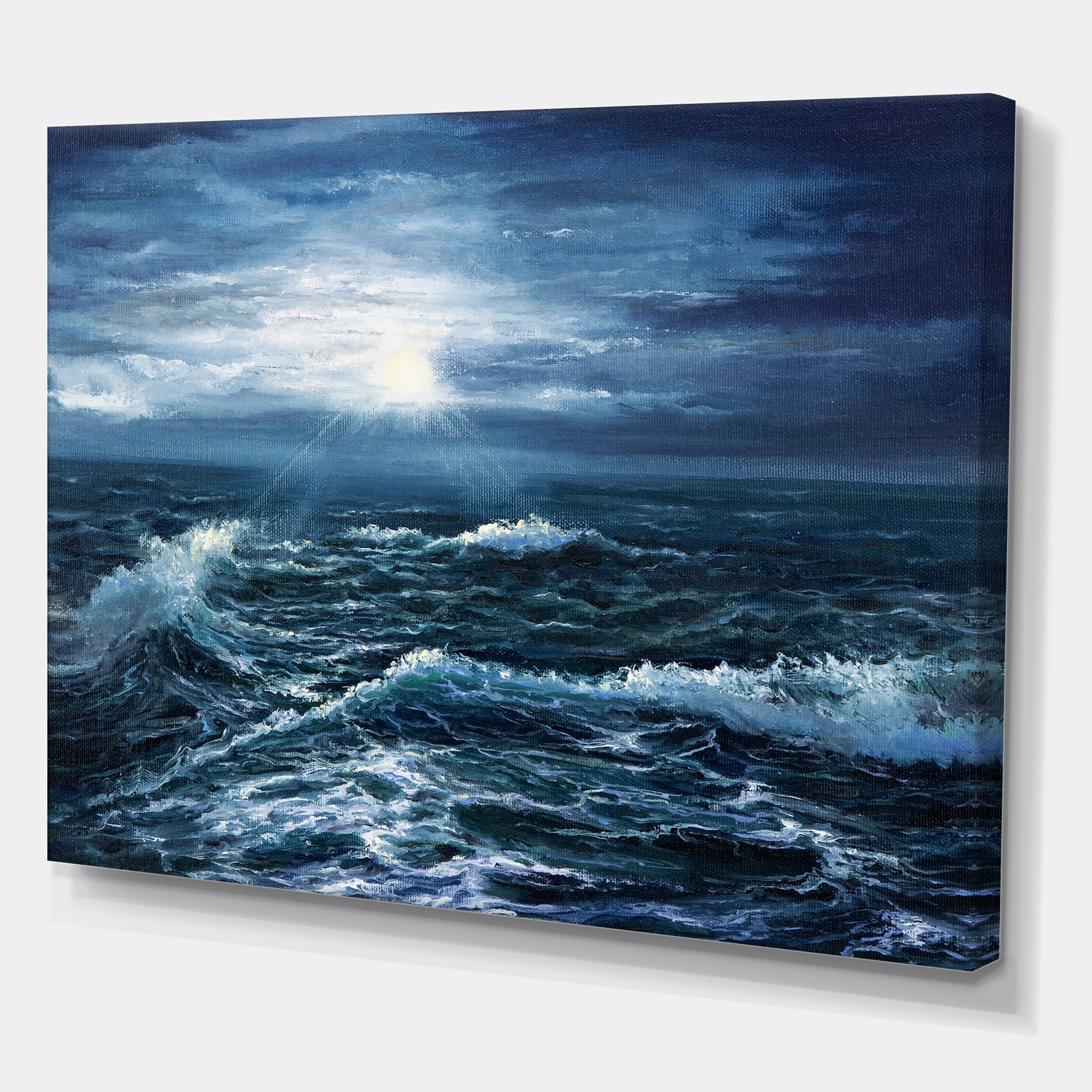 Designart ' Morning Glow Through The Ocean Waves ' Nautical & Coastal Canvas Wall Art Print
